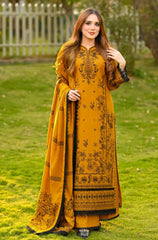3PC EMBROIDERED DHANAK SUIT - ZN-1427