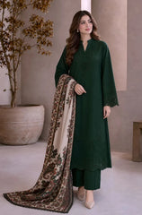 3PC EMBROIDERED DHANAK SUIT - ZN-1503
