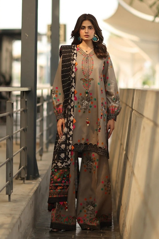 ZN1233 Winter 3PC Karandi Digital Print Dress