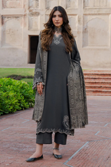 ZN1245   IZEL-3PC DHANAK EMBROIDERED SHIRT WITH COURTRAI PRINTED SHAWL & TROUSER-BIC