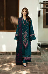3PC EMBROIDERED DHANAK SUIT - ZN-1417