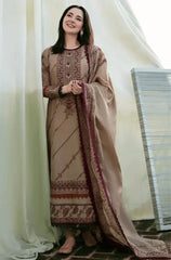 3PC EMBROIDERED DHANAK SUIT - ZN-1422
