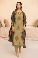 3PC EMBROIDERED DHANAK SUIT - ZN-1419