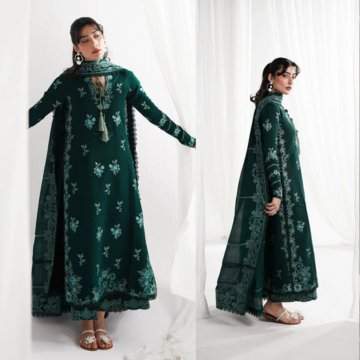 ZN1235-3PC DHANAK EMBROIDERED SHIRT WITH DHANAK EMBROIDERED SHAWL & TROUSER-