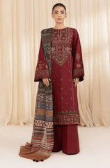 3PC EMBROIDERED DHANAK SUIT - ZN-1416