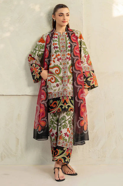 Baroque -ZN1366 Summer 3PC Lawn Digital Print Dress -