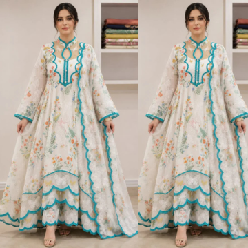 ZONIYA ZN1390  SUMMER      3 piece Lawn frock style Printed suit -