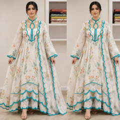 ZONIYA ZN1390  SUMMER      3 piece Lawn frock style Printed suit -