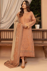 3PC EMBROIDERED DHANAK SUIT - ZN-1451