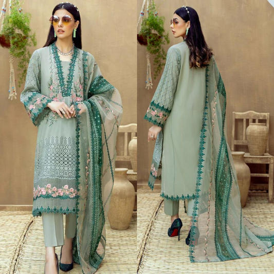 ZN260-ADAN LIBAS Embroidered Unstitched 3 Piece Lawn Suit