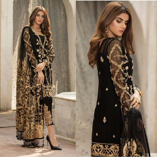 ZN011-EMBROIDERED 3 PC LAWN DRESS WITH CHIFFON EMBROIDERED DUPATA