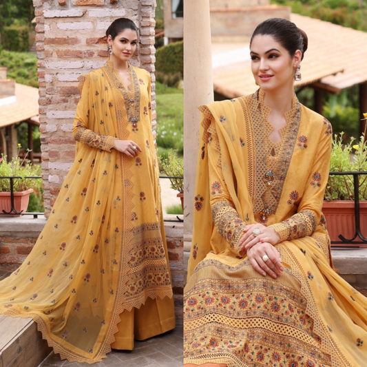 ZN289-BAREEZE-EMBROIDERED 3PC LAWN DRESS WITH EMBROIDERED CHIFFON DUPATTA