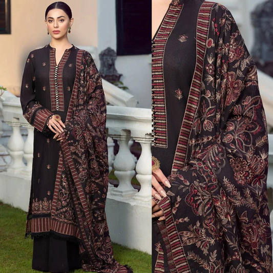 ZN420-WINTER Embroidered Dhanak Suit with Heavy Embroidered Dhanak Shawl