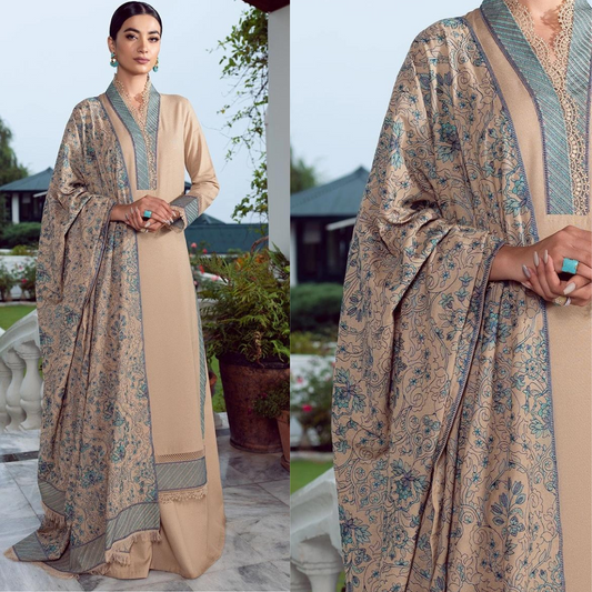 ZN429-WINTER Embroidered Dhanak Suit with Heavy Embroidered Dhanak Shawl
