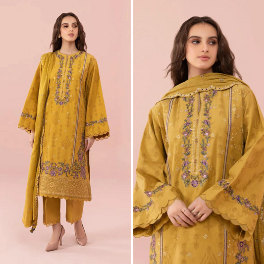 ZN740-SUMMER 3PC Lawn Embroidered Shirt With Chiffon Embroidered Dupatta