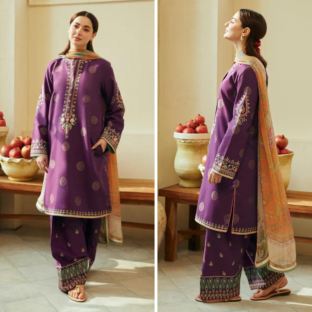 ZN756-SUMMER - 3PC Lawn Heavy Embroidered Shirt With Printed Dupatta Fancy Monar