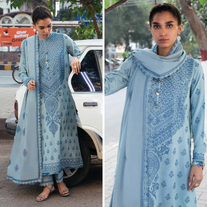 ZN774-SUMMER 3PC Lawn Embroidered Shirt With Chiffon Embroidered Dupatta
