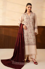 3PC EMBROIDERED DHANAK SUIT - ZN-1497