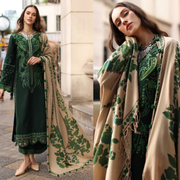 3PC EMBROIDERED DHANAK SUIT - ZN-1479