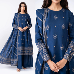 ZN578-WINTER 3-Pc Embroidered Dhanak Suit with Heavy Embroidered Dhanak Shawll