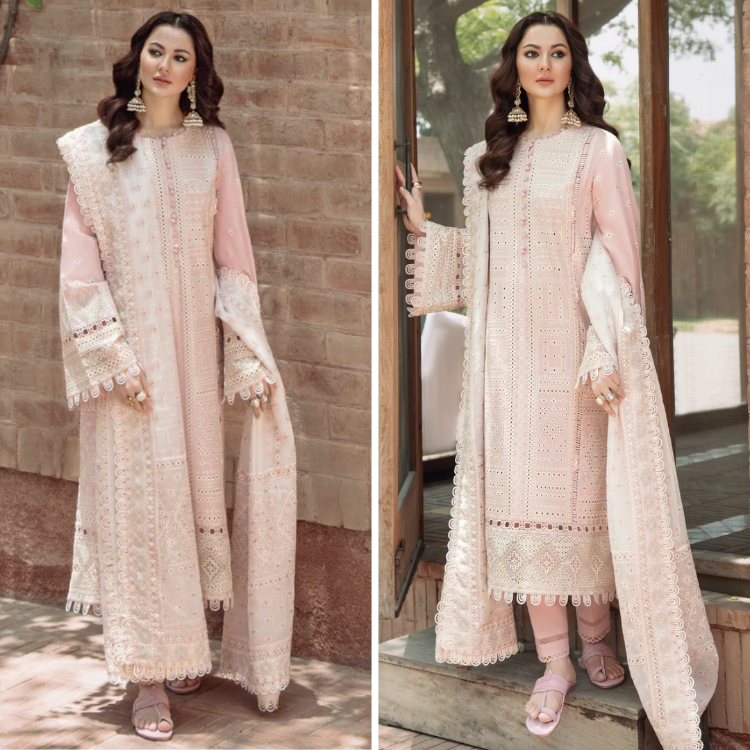 ZN1043 - Qalamkar - 3PC Lawn ChickenKari Embroidered Suit