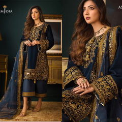 3PC EMBROIDERED VELVET SUIT - ZN-1409