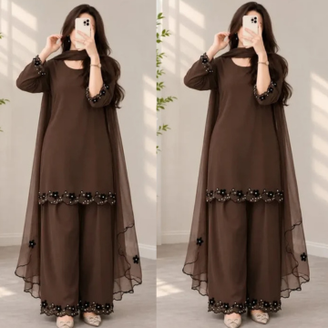 3PC Shamooz Silk Embroidered Suit - ZN-1492