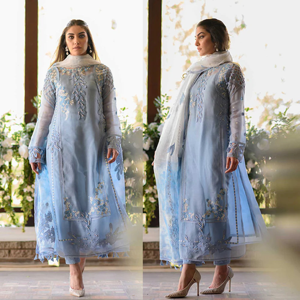 Winter Ready to Wear 3pc Embroidered Dress in Linen with wool shawl 08 –  The Zaibai