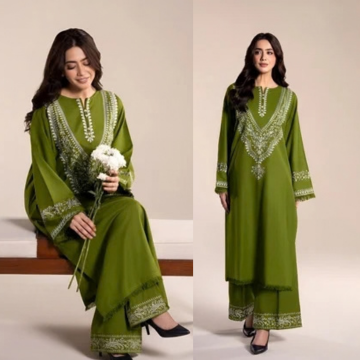 2PC EMBROIDERED DHANAK SUIT - ZN-1494