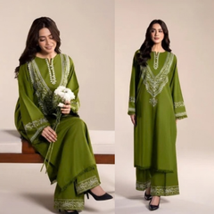2PC EMBROIDERED DHANAK SUIT - ZN-1494