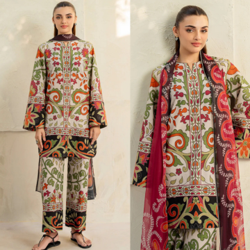 Baroque -ZN1366 Summer 3PC Lawn Digital Print Dress -