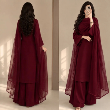 3PC Shamooz Silk Embroidered Suit - ZN-1504