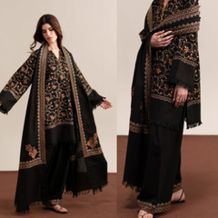 3PC EMBROIDERED DHANAK SUIT - ZN-1505