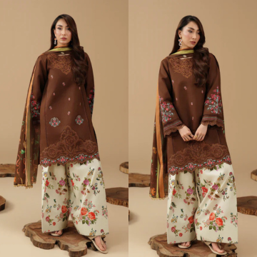 RajBari -ZN1371  Summer-3PC Lawn Embroidered Suit -