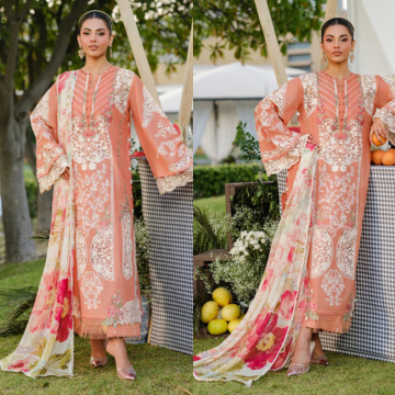 Elaf - ZN 1359 Summer 3PC Lawn Chikenkari Embroidered Shirt -