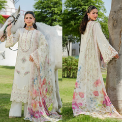 Elaf ZN1374 Luxury Lawn Vol-2 ELH-7A WHITE EMPRESS