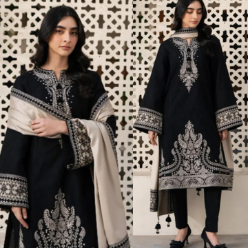3 Piece Dhanak Embroidered Suit  zn-1508