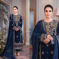 3PC EMBROIDERED VELVET SUIT - ZN-607