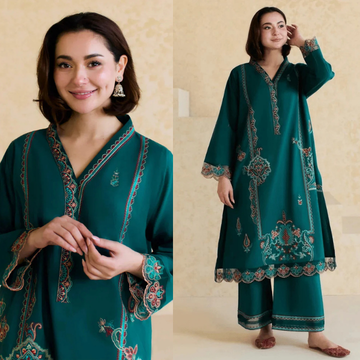 2PC EMBROIDERED DHANAK SUIT - ZN-1441
