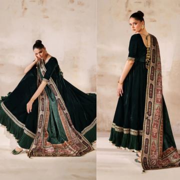 3PC EMBROIDERED VELVET SUIT - ZN-1255