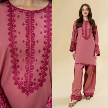 3PC EMBROIDERED DHANAK SUIT - ZN-1448