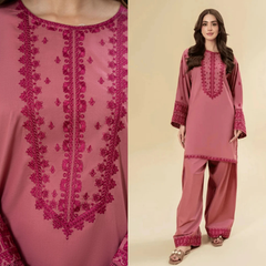 3PC EMBROIDERED DHANAK SUIT - ZN-1448