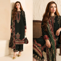 3PC EMBROIDERED VELVET SUIT - ZN-1104