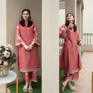 2PC EMBROIDERED DHANAK SUIT - ZN-865