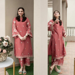 2PC EMBROIDERED DHANAK SUIT - ZN-865