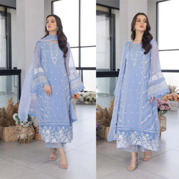 3PC EMBROIDERED ORGANZA SUIT - ZN-1123