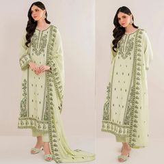3PC EMBROIDERED DHANAK SUIT - ZN-1453