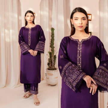2PC EMBROIDERED DHANAK SUIT - ZN-881