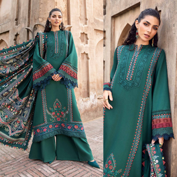 3PC EMBROIDERED DHANAK SUIT - ZN-1455