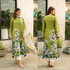 3PC PRINTED SILK SUIT - ZN-829